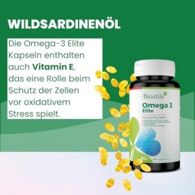 Biostile Omega 3 Elite – Acides gras oméga-3, Huile de poisson hautement purifiée à partir danchois sauvages péruviens de pr