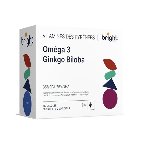 Oméga-3 et Ginkgo Biloba Premium Haute Puissance – Puissant adaptogène à haute biodisponibilité pour vitalité, concentration 