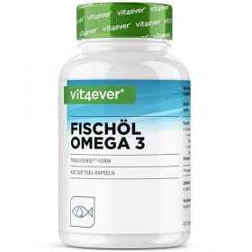 vit4ever Oméga 3 hautement dosées - 420 gélules avec 4000 mg d’huile de poisson par portion quotidienne avec EPA & DHA sous f