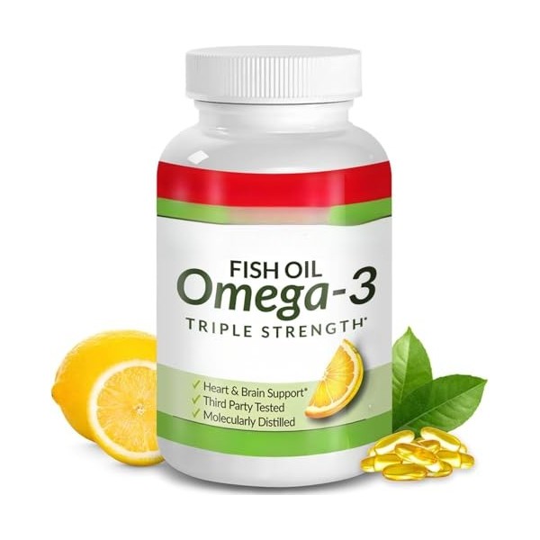 Pilules dhuile de poisson Omega 3 de force, gélules liquides ultra pures pour les articulations du cerveau, les yeux, la san