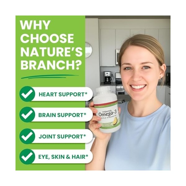 Pilules dhuile de poisson Omega 3 de force, gélules liquides ultra pures pour les articulations du cerveau, les yeux, la san