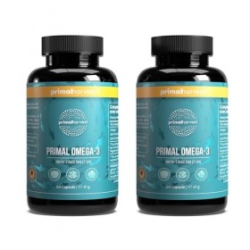 Primal Harvest Omega 3s - Supplément dhuile de poisson avec acides gras EPA et DHA ainsi que vitamine E, pour hommes et femm
