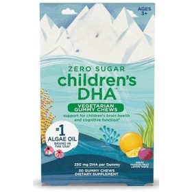Gélifiés végétaliens DHA pour enfants, zéro sucre, oméga-3 à partir dhuile dalgues, citron fruit de la passion, 30 bonbons 