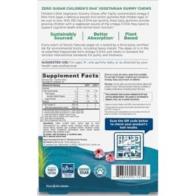 Gélifiés végétaliens DHA pour enfants, zéro sucre, oméga-3 à partir dhuile dalgues, citron fruit de la passion, 30 bonbons 