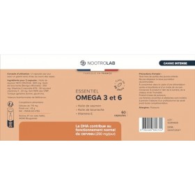 Oméga 3 & 6 – Santé du Cœur, du Cerveau & de la Peau – Acides Gras Essentiels – 60 Capsules – Nootrolab