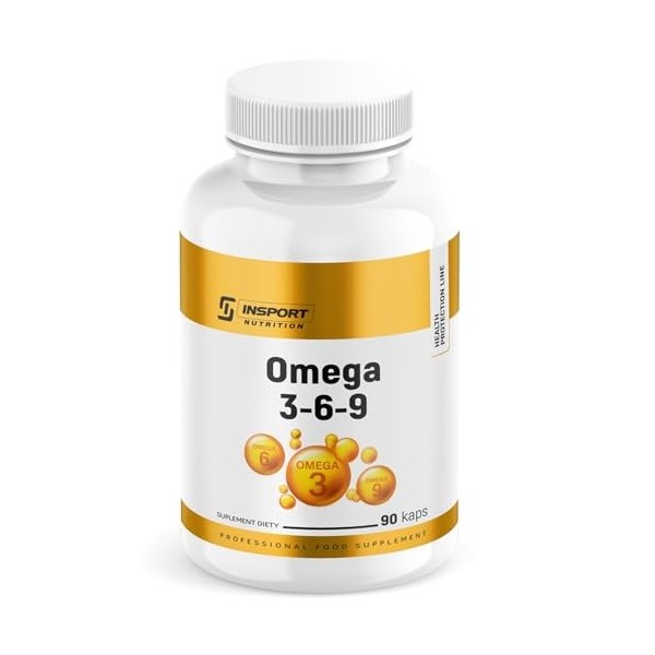 Omega 3-6-9 EPA DHA – Huile De Poisson, Lin Et Tournesol Avec Vitamine E, 90 Capsules – Acides Gras Essentiels, Source Nature