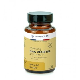 DHA Végétal & Vitamine D – Oméga 3 issu d’algue Schizochytrium – Soutien Cerveau, Vision & Immunité – 60 Capsules Végétales –