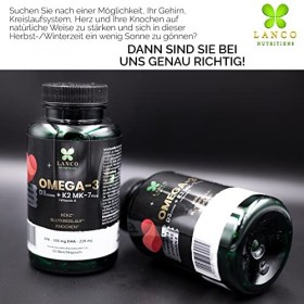 Lanco Nutritions Oméga 3 + D3 + K2 Oméga-3 Capsules dacides 60 pièces.