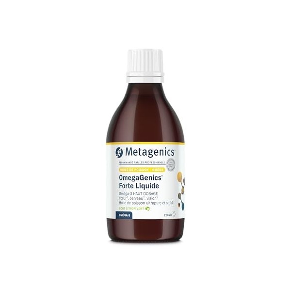 Metagenics Omegagenics Forte Liquide - Oméga 3 haute concentration 1250 mg EPA + DHA par dose - Contribue à la fonction car