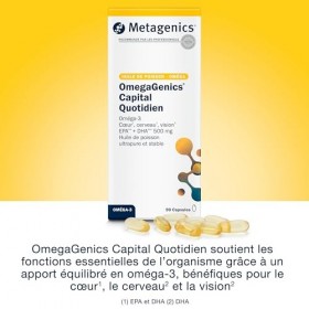 Metagenics OmegaGenics Capital Quotidien - Oméga-3 EPA & DHA - Soutien du Cœur, du Cerveau et de la Vision - 90 Gélules