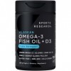 Sports Research Triple Strength Omega-3 from Wild Alaska Pollock with Vitamin D3 2500ius2-in-1 Vitamin D & Omega DHA Fish O