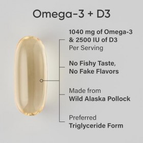 Sports Research Triple Strength Omega-3 from Wild Alaska Pollock with Vitamin D3 2500ius2-in-1 Vitamin D & Omega DHA Fish O