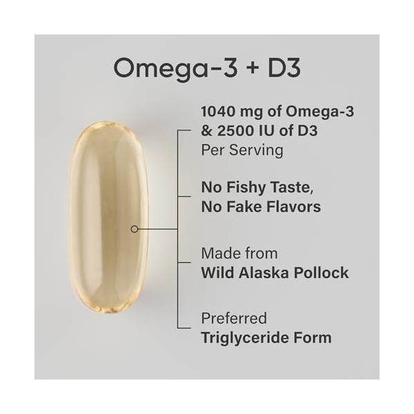 Sports Research Triple Strength Omega-3 from Wild Alaska Pollock with Vitamin D3 2500ius2-in-1 Vitamin D & Omega DHA Fish O