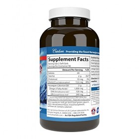 Carlson Labs - Norvégien EcoSmart Omega - 3 aromatisé au citron 500 mg. - 180 Softgels, anciennement CalaOmega High DHA Omega...
