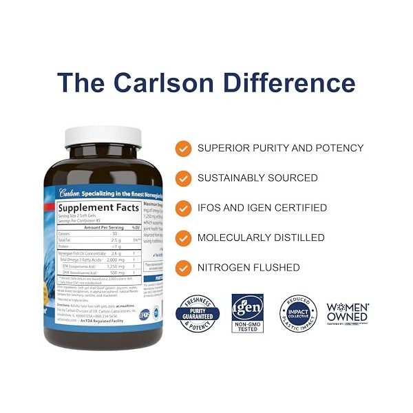 Carlson Labs - Maximum Omega 2000-90 Gélules Oméga-3