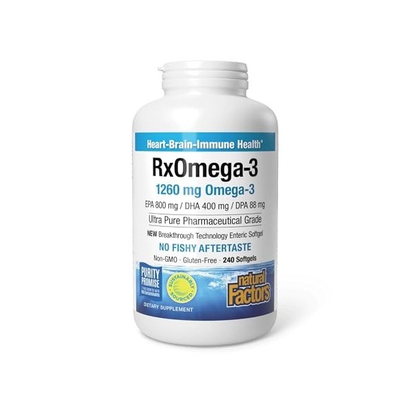 Natural Factors, RxOmega-3 Factors, 120 gélules Oméga-3