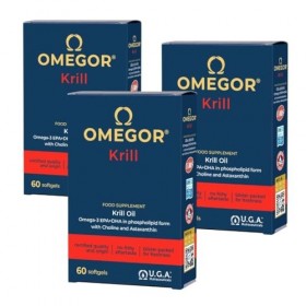 OMEGOR Krill - Complément super concentré en huile de krill avec oméga‑3, choline et astaxanthine - Pêche durable - 250 mg EP