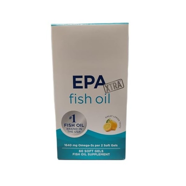 NordicOmega XtraEPA Huile de poisson, excellent goût de citron, 1640 mg, 60 gélules molles