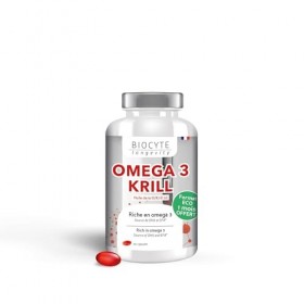 BIOCYTE Oméga 3 Krill - Vision & Fonction Cardiaque Normale - Huile de Krill, Riche En Omega 3 - Programme de 3 Mois Oméga-3