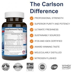 Carlson Labs - Gemmes superbes3 de Omega- dans la gélatine mg 500 de poissons. - 130Gélules Oméga-3