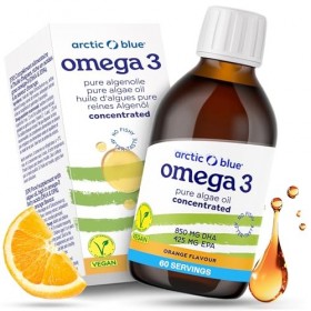 Arctic Blue Oméga-3 Végétal Huile Liquide 150 ml — Orange — 850 mg de DHA + 425 mg d’EPA par Dose 2,5 ml — Huile de Microal