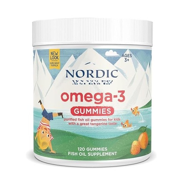 Nordics Omega-3 Gummies, goût mandarine, 120 bonbons gélifiés