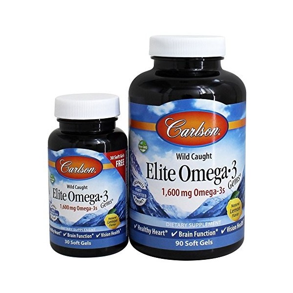 Elite Omega-3 Gems, 1600mg Natural Lemon - 90 + 30 softgels