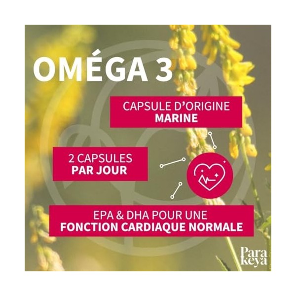 Parakeya - Oméga 3-60 gélules - Apport en acides gras essentiels EPA & DHA - Complément alimentaire Oméga-3