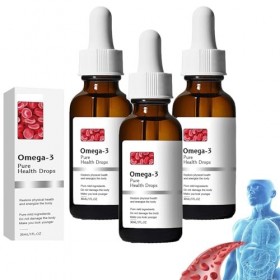 Gouttes Naturelles Omega 3 Vegan, Premium Omega 3 DHA, EPA & DPA, Gouttes Vasclear Oméga-3 Végétaliennes pour Cerveau, Coeur,...