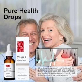 Gouttes Naturelles Omega 3 Vegan, Premium Omega 3 DHA, EPA & DPA, Gouttes Vasclear Oméga-3 Végétaliennes pour Cerveau, Coeur,...