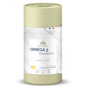 Herbes du Monde - Omega 3 Excellence : 40 Capsules dHuile de Poisson - DHA/EPA, Absorption Optimale, Source Durable, 100% Om ...