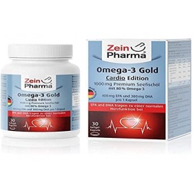 ZeinPharma Omega-3 Gold Cardio Edition - 400 mg EPA, 300 mg de DHA, gélules de gel doux avec acides gras de qualité supérieur