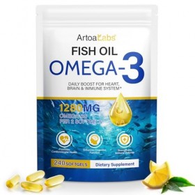 Omega 3 Concentré - 2000mg par Dose 660mg EPA & 440mg DHA - 240 Gélules 4 Mois - Saveur Citron Naturel - Soutien Cœur, Ce