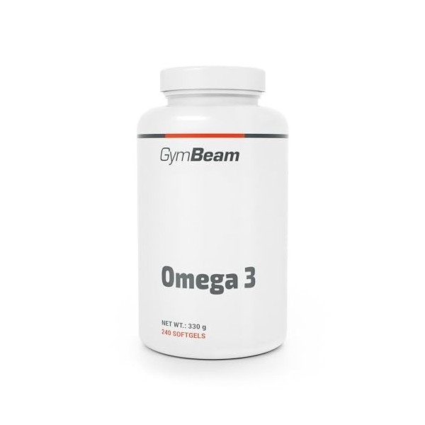 GymBeam Omega-3 – 2000 mg/jour, 18 % EPA, 12 % DHA, capsules enrichies en vitamine E, soutient immunité et cœur, 240 gélules ...