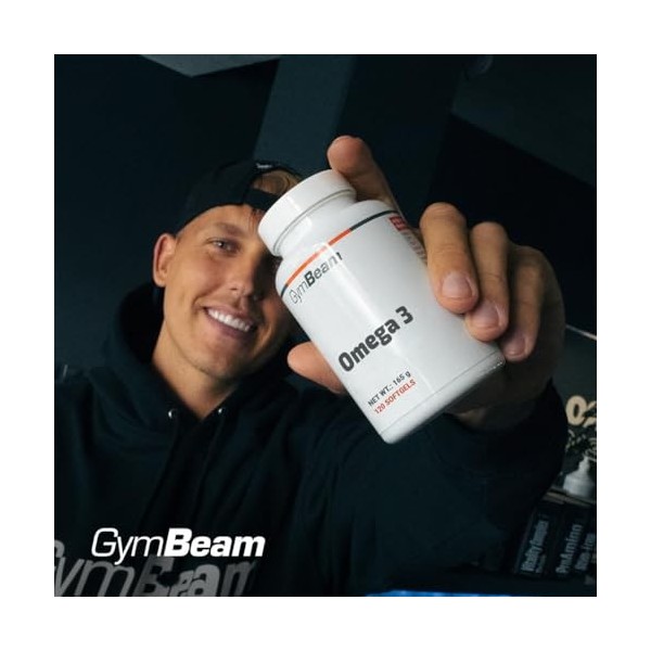 GymBeam Omega-3 – 2000 mg/jour, 18 % EPA, 12 % DHA, capsules enrichies en vitamine E, soutient immunité et cœur, 240 gélules ...