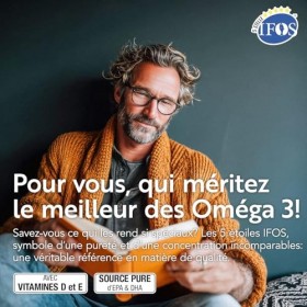 Omega 3 IFOS 5 étoiles Certifié Avec Vitamine D3 2000 UI Et E PiùLife, 60 Softgels, Huile De Poisson Omega 3 DHA EPA 2000 mg 
