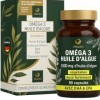 VITACTIV Omega 3 Lot de 60 gélules dhuile dalgues – Marines Omega 3 végétalien – Hautement dosées avec 1000 mg dhuile de m