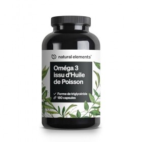 Omega 3-180 Capsules - 2000mg dHuile de Poisson par dose journalière - Forme Triglycéride avec EPA et DHA - Testé en laborat