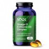 SOOL Omega 3 & Vitamine D3 Complexe en Gélules Molles, 90 Capsules I Huile de Poisson 20% EPA & 50% DHA I Fonction Cérébral