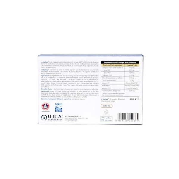 U.G.A Nutraceuticals - Endoplaq - Supplément qui aide à maintenir une fonction cardiaque normale, à réguler le fonctionnement