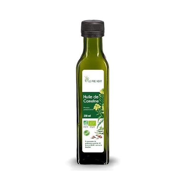 HUILE DE CAMELINE BIO - Alimentaire - Source dOméga 3 - Le Pré Vert - 250 ml - Fabriquée et extraite par pression à froid