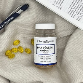 Roches Marines - Complément alimentaire DHA végétal - Oméga 3 vegan - Entretien cérébral - Allié du coeur - 30 capsules - Dév