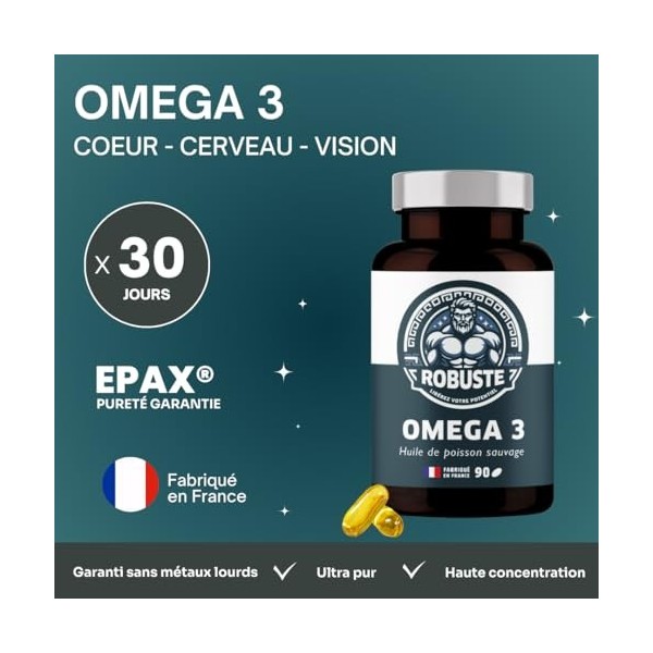OMEGA 3 Huile de poissons sauvages EPAX® - Riche en EPA et DHA - 1500 mg - Cœur, cerveau, vision - 90 Géllules pour un mois, 