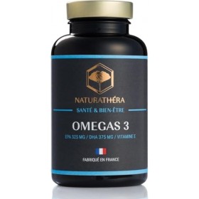 Naturathéra OMÉGAS 3 EPA & DHA - Dosage Fort - Pureté garantie - Anti-inflammatoire - Complément Alimentaire Cerveau Coeur 
