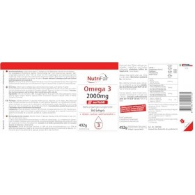 Omega 3-360 softgels - 2000mg dhuile de poisson - avec EPA, DHA & vitamine E - Hautement dosé - Production allemande & tests
