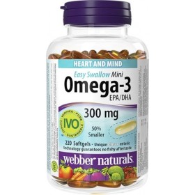Webber Omega-3 Mini Easy Swallow 300 mg EPA/DHA 220 Clear Enteric Softgels