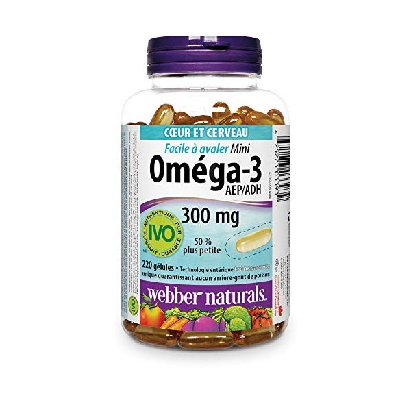 Webber Omega-3 Mini Easy Swallow 300 mg EPA/DHA 220 Clear Enteric Softgels