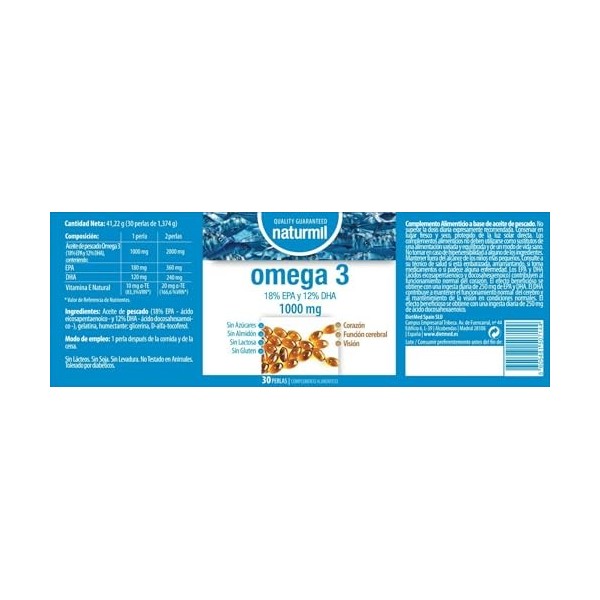 DIETMED OMEGA 3 1000mg. 18/12 30perlas – supplément complet conçu pour la routine de tous les jours, est pensé pour s’intégre