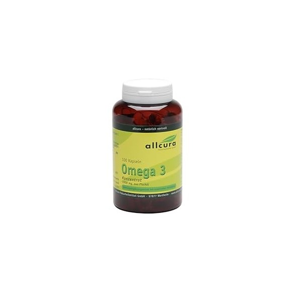 allcura Omega 3 Konzentrat 1000 mg aus Fischöl Kapseln, 100 pc Capsules