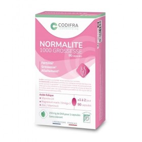CODIFRA | Normalite 1000 Grossesse 90 Capsules | DHA + Vitamine B9 | Oméga-3 & Multivitamines | fertilité, grossesse, allaitt...